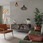 GOLDEN TIDES Móvel de TV com 3 Portas em Acabamento Preto