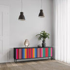 ETHNIC MEXICAN Móvel de TV com 3 Portas em Acabamento Preto