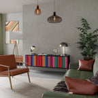 ETHNIC MEXICAN Móvel de TV com 3 Portas em Acabamento Preto