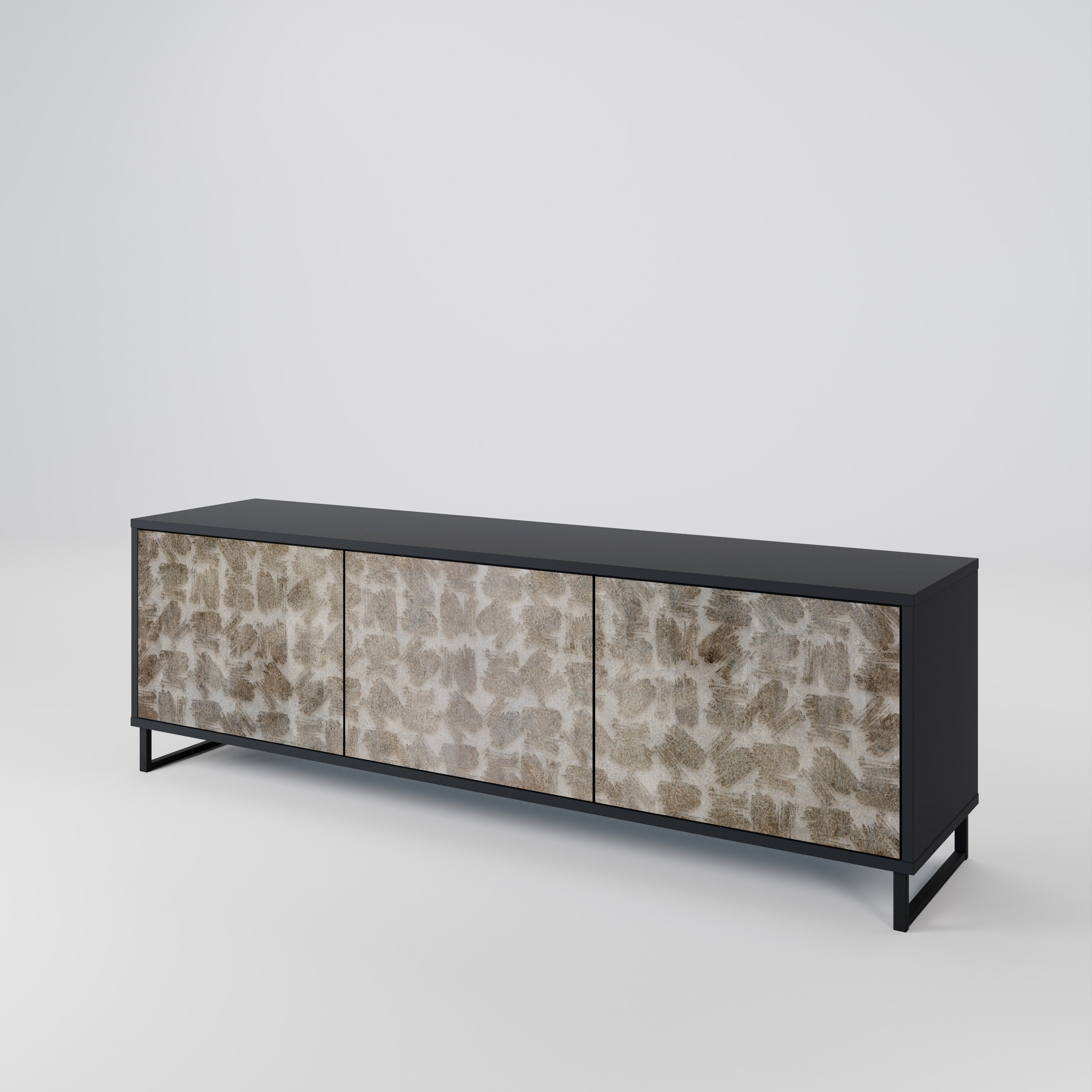 SLIGHTLY BLURRED Móvel de TV com 3 Portas em Acabamento Preto