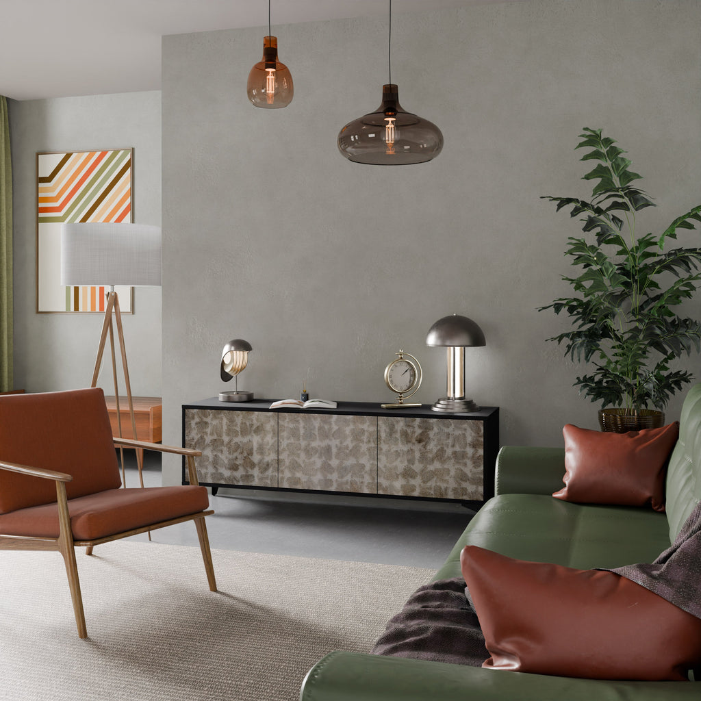 SLIGHTLY BLURRED Móvel de TV com 3 Portas em Acabamento Preto