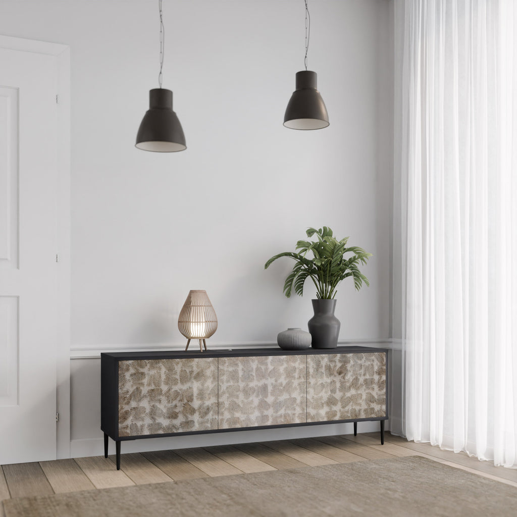 SLIGHTLY BLURRED Móvel de TV com 3 Portas em Acabamento Preto