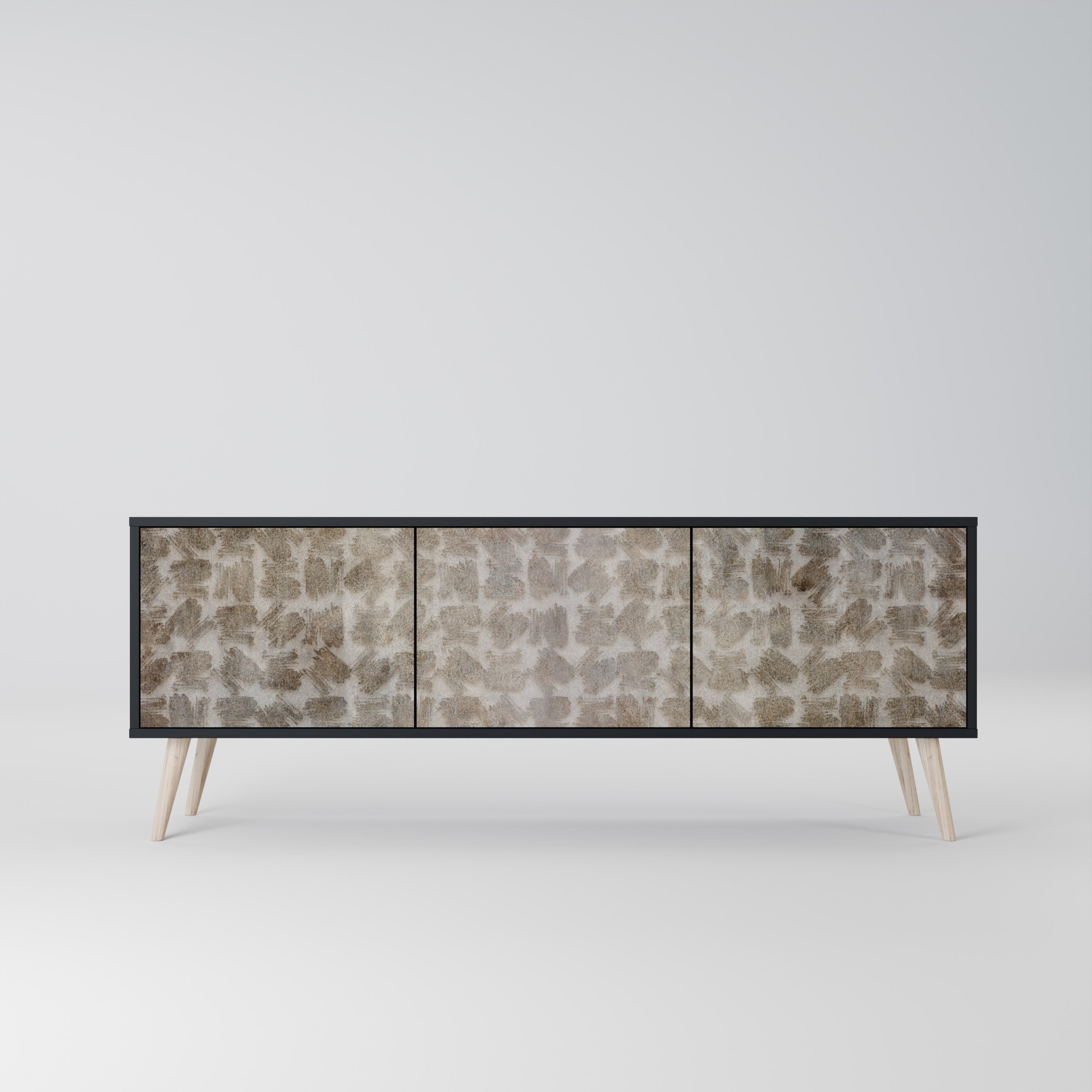 SLIGHTLY BLURRED Móvel de TV com 3 Portas em Acabamento Preto