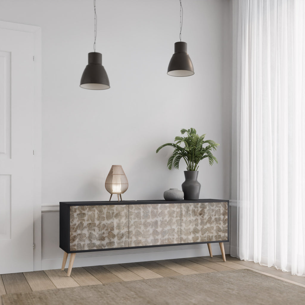 SLIGHTLY BLURRED Móvel de TV com 3 Portas em Acabamento Preto