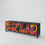 ELECTRIC PATTERNS Móvel de TV com 3 Portas em Acabamento Preto