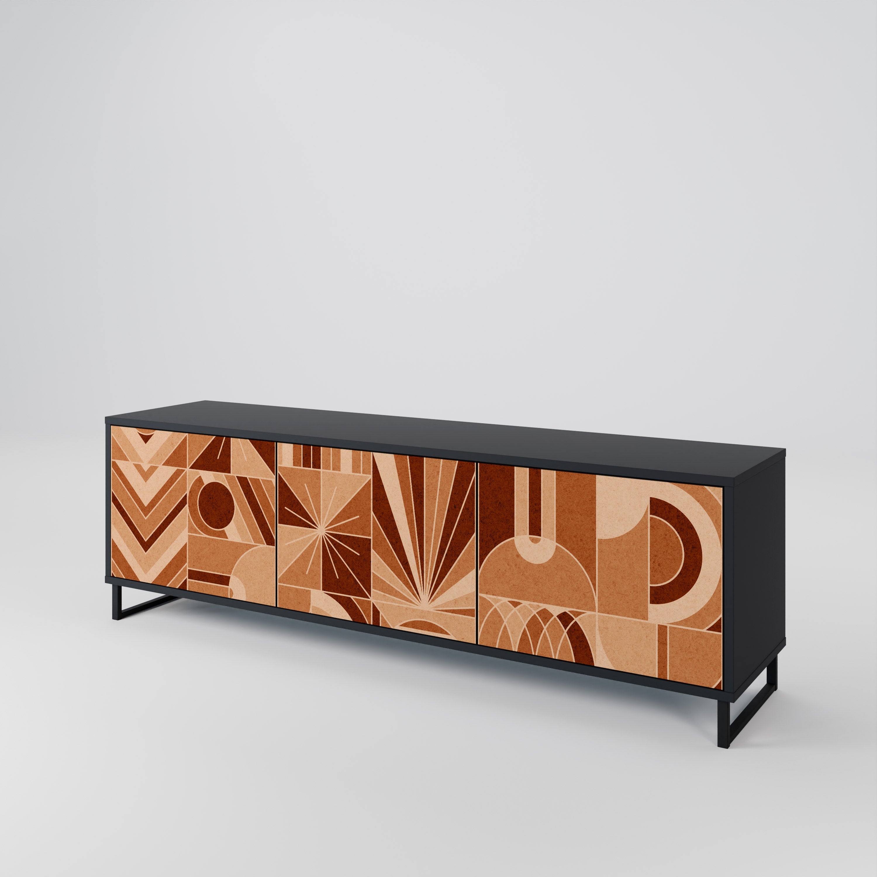 PRISM MOSAIC 3-Door TV Stand in Black Finish