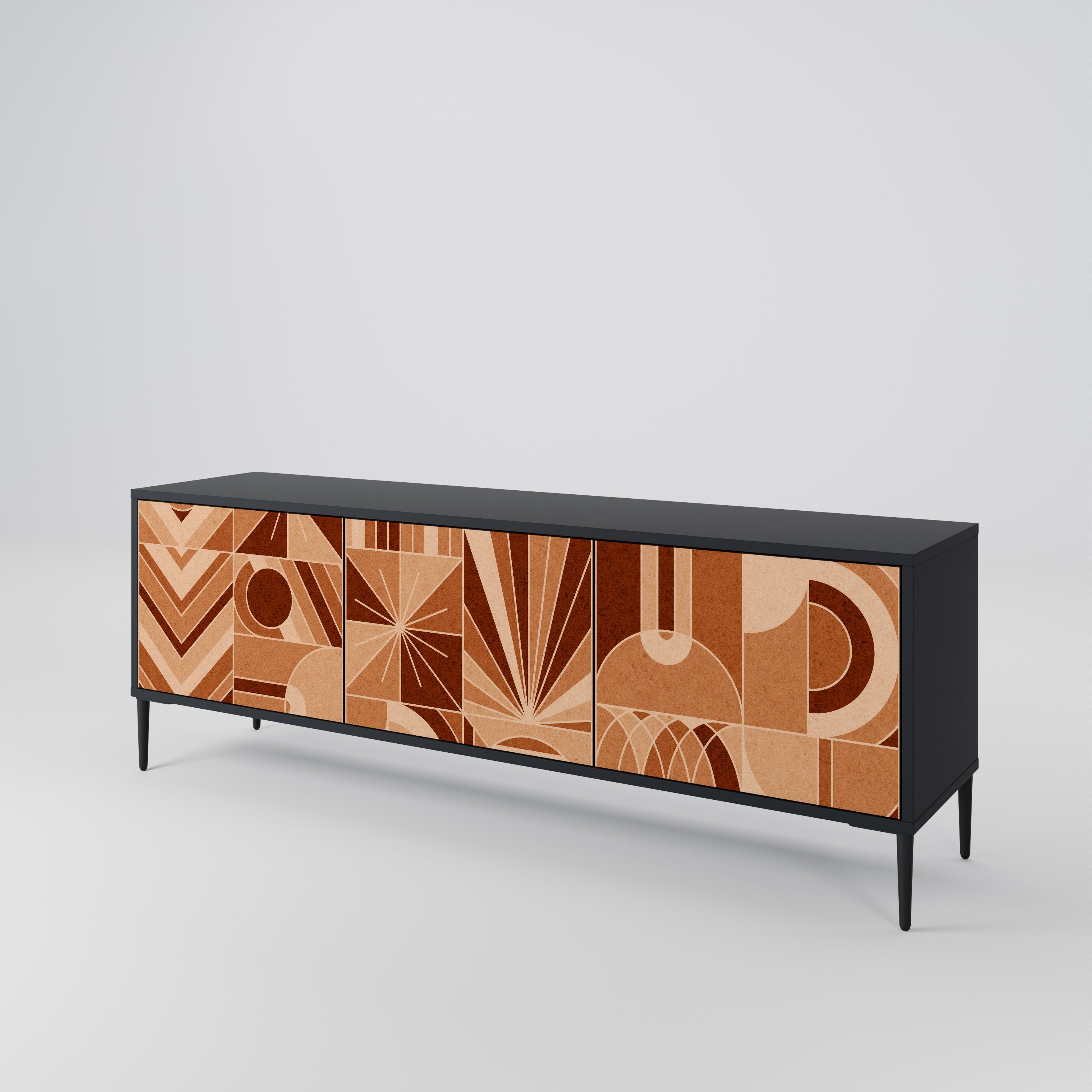 PRISM MOSAIC Móvel de TV com 3 Portas em Acabamento Preto