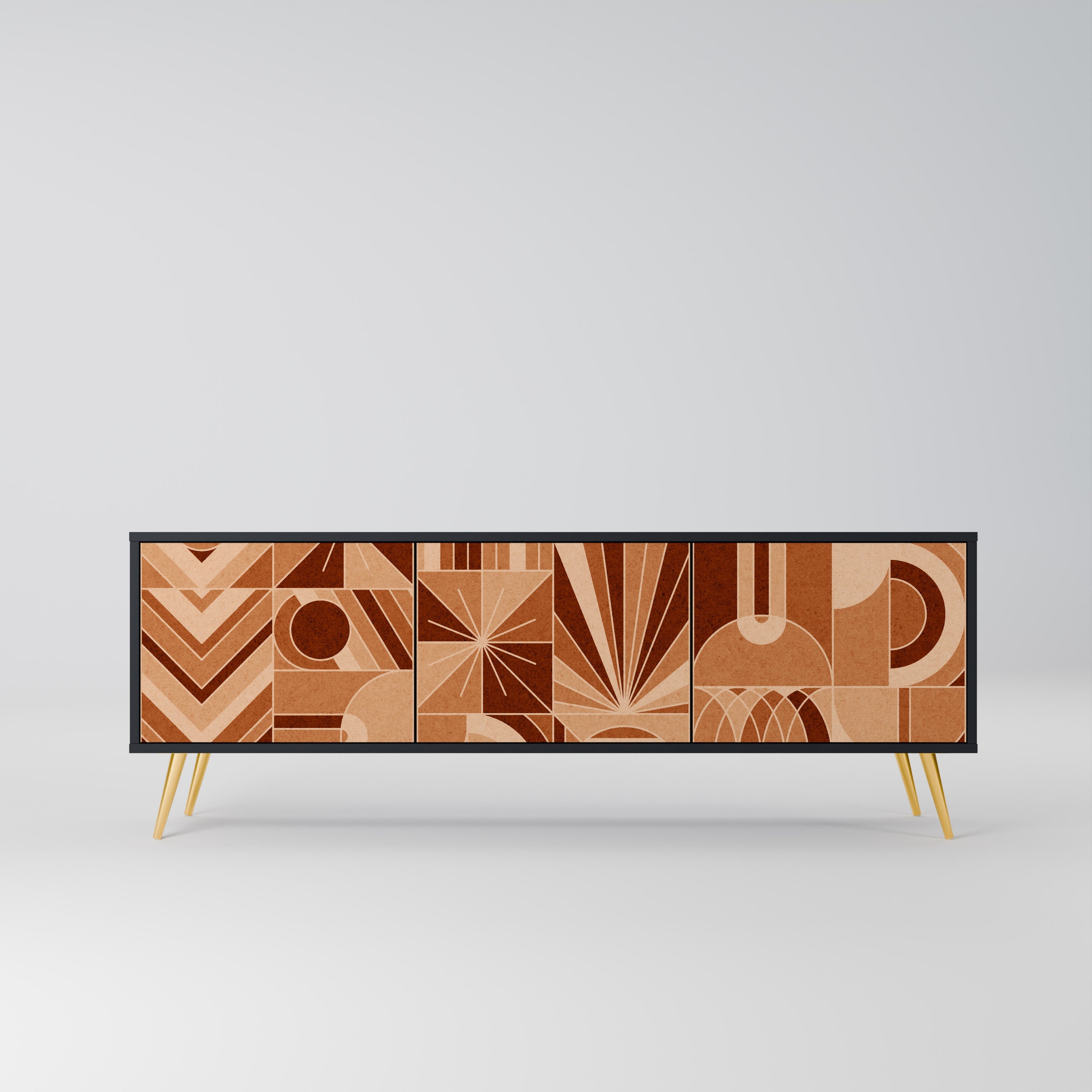 PRISM MOSAIC Móvel de TV com 3 Portas em Acabamento Preto