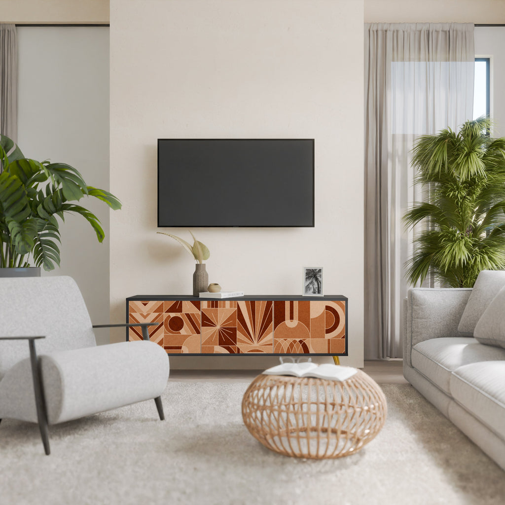 PRISM MOSAIC 3-Door TV Stand in Black Finish