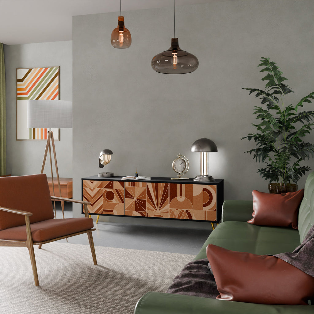 PRISM MOSAIC 3-Door TV Stand in Black Finish