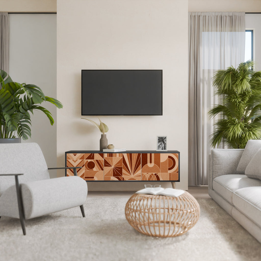 PRISM MOSAIC 3-Door TV Stand in Black Finish