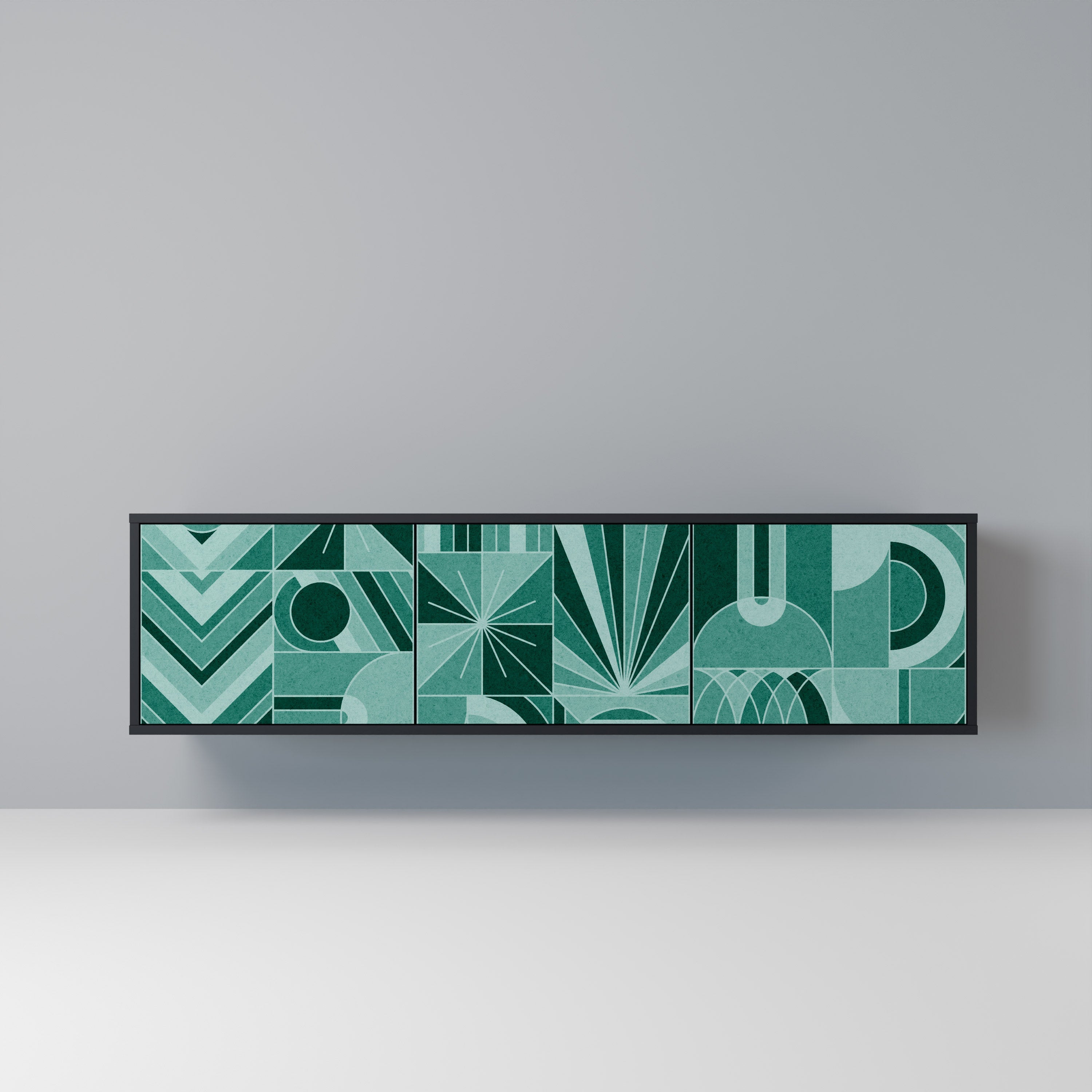 HARMONIC GRID Móvel de TV com 3 Portas em Acabamento Preto