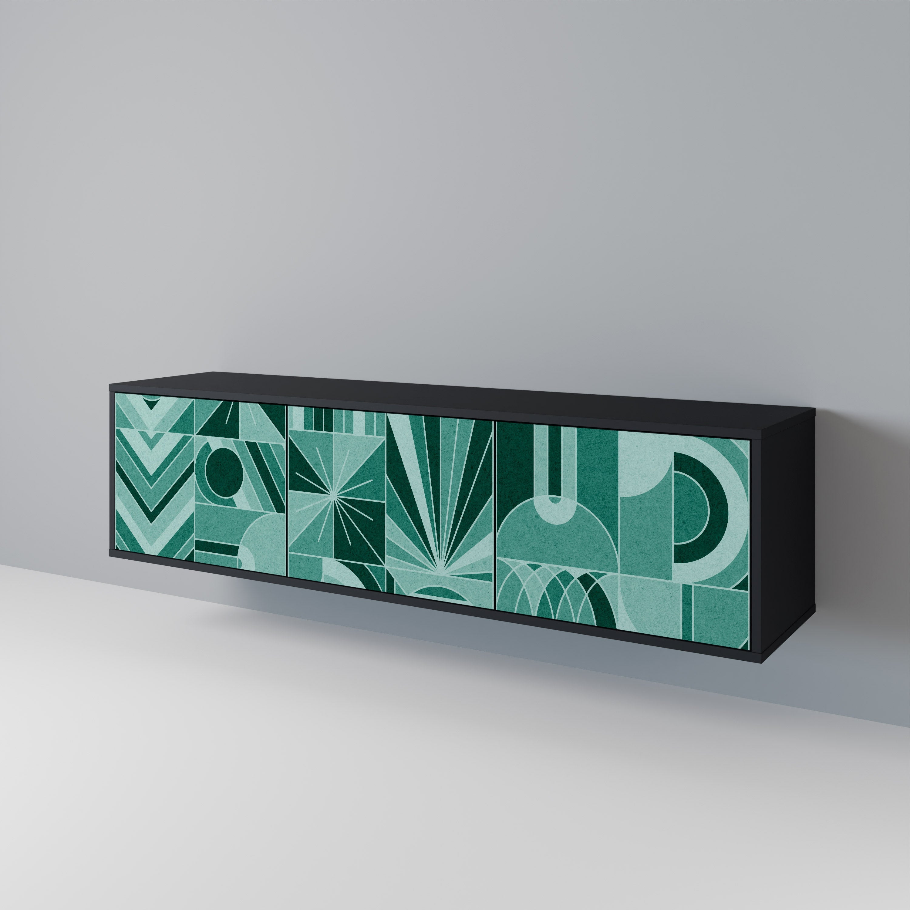 HARMONIC GRID Móvel de TV com 3 Portas em Acabamento Preto