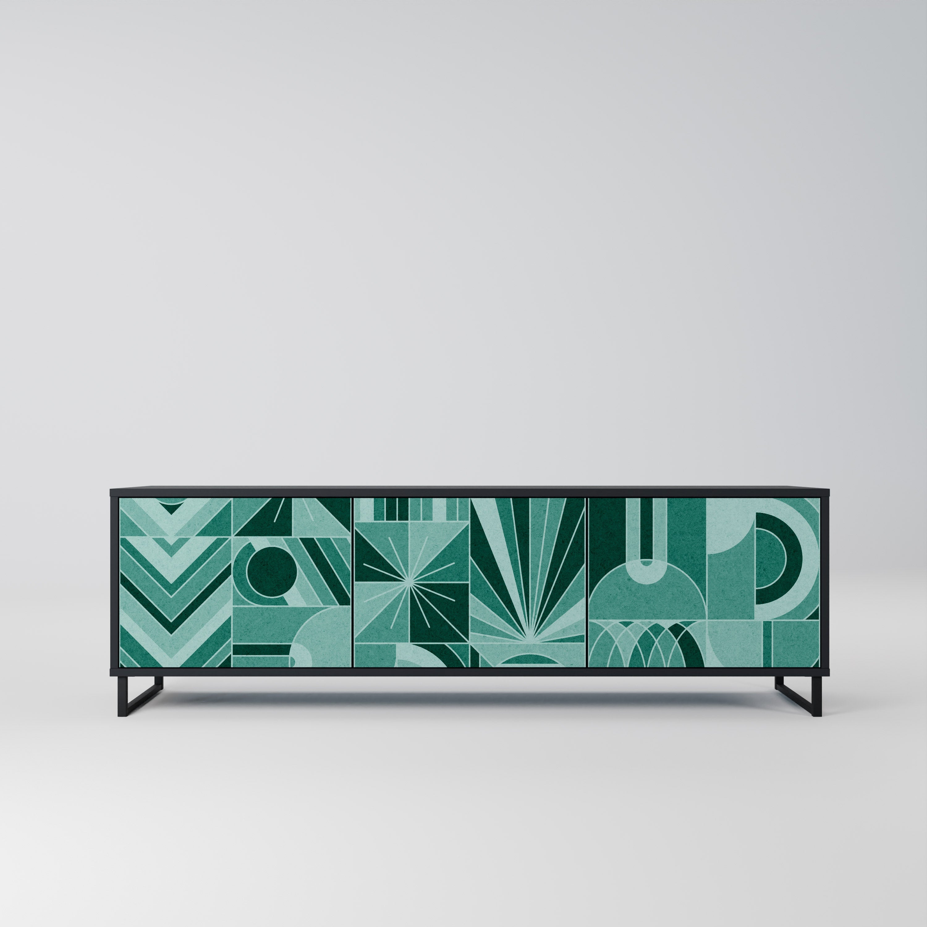 HARMONIC GRID Móvel de TV com 3 Portas em Acabamento Preto