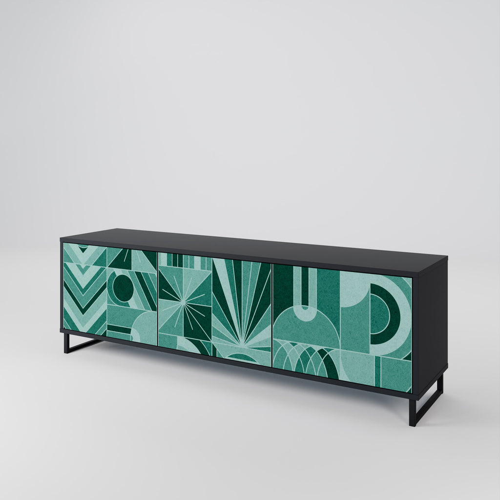 HARMONIC GRID Móvel de TV com 3 Portas em Acabamento Preto