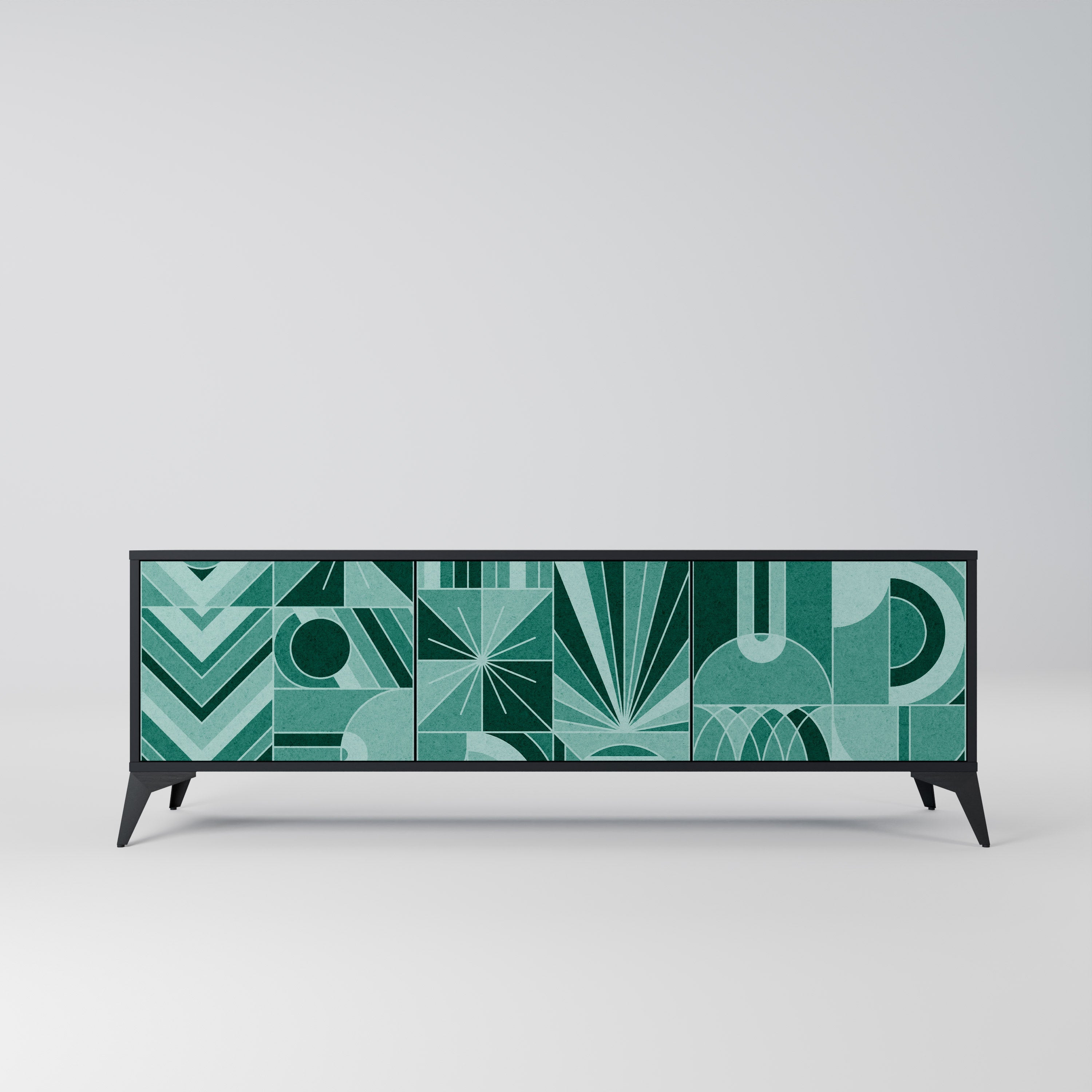 HARMONIC GRID Móvel de TV com 3 Portas em Acabamento Preto