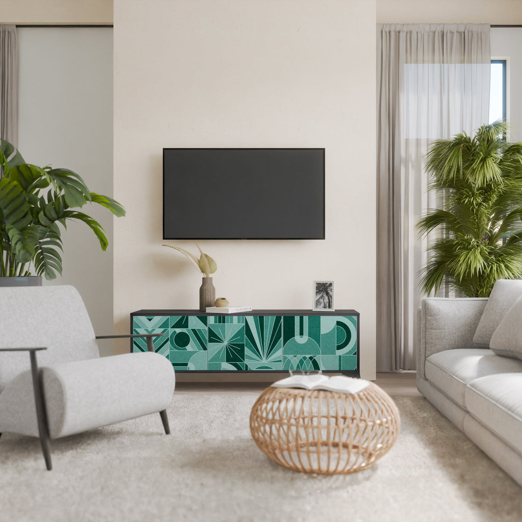 HARMONIC GRID Móvel de TV com 3 Portas em Acabamento Preto