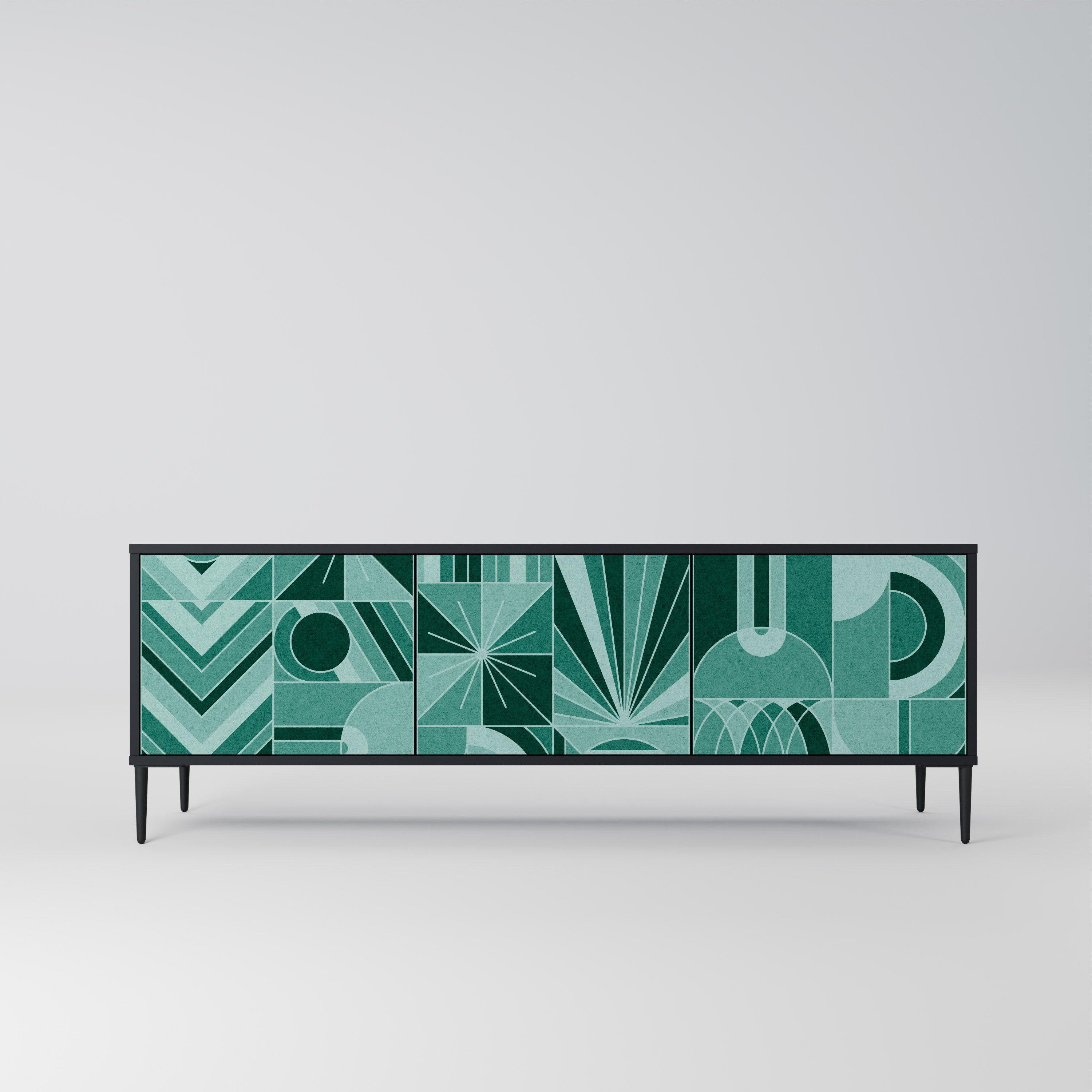 HARMONIC GRID Móvel de TV com 3 Portas em Acabamento Preto