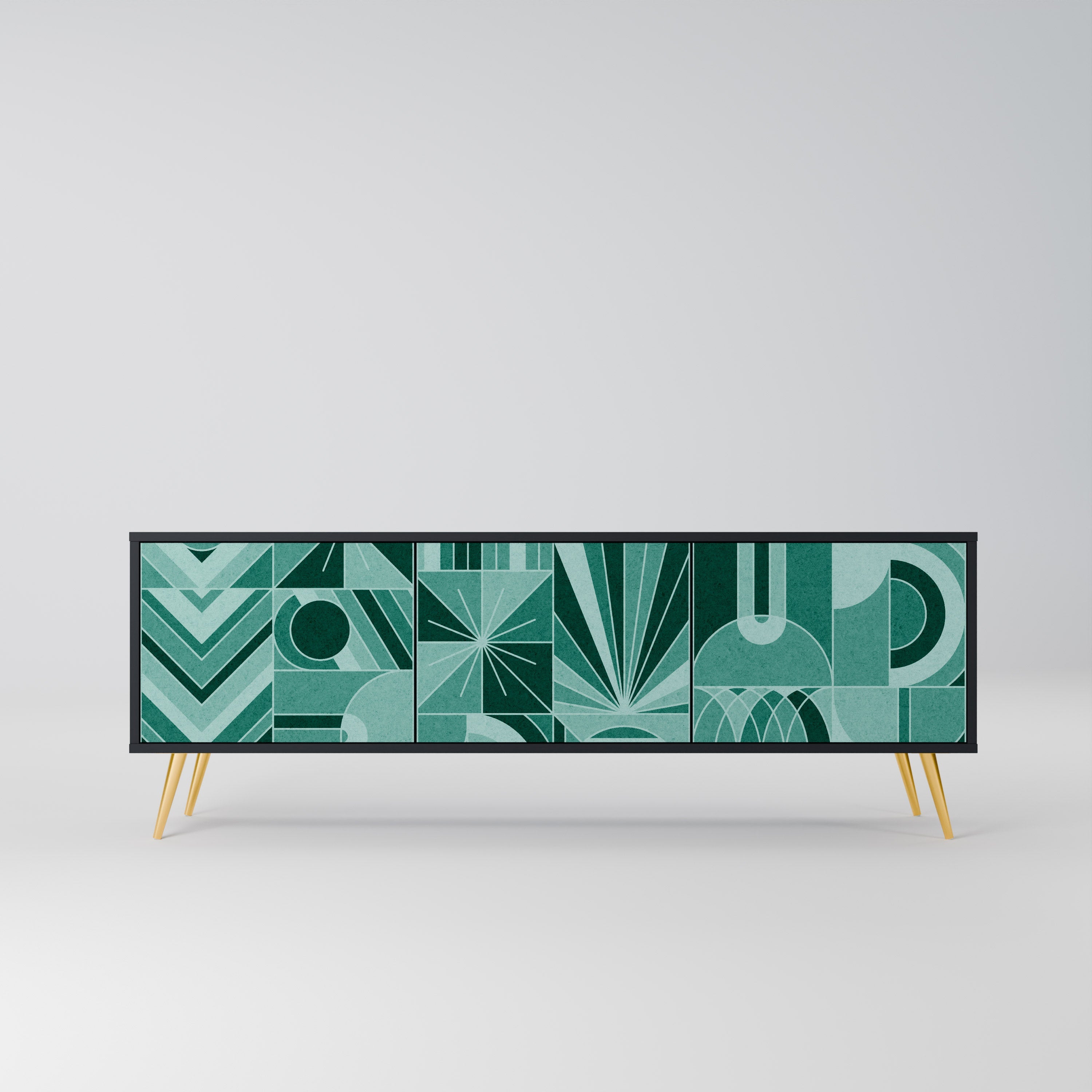 HARMONIC GRID Móvel de TV com 3 Portas em Acabamento Preto