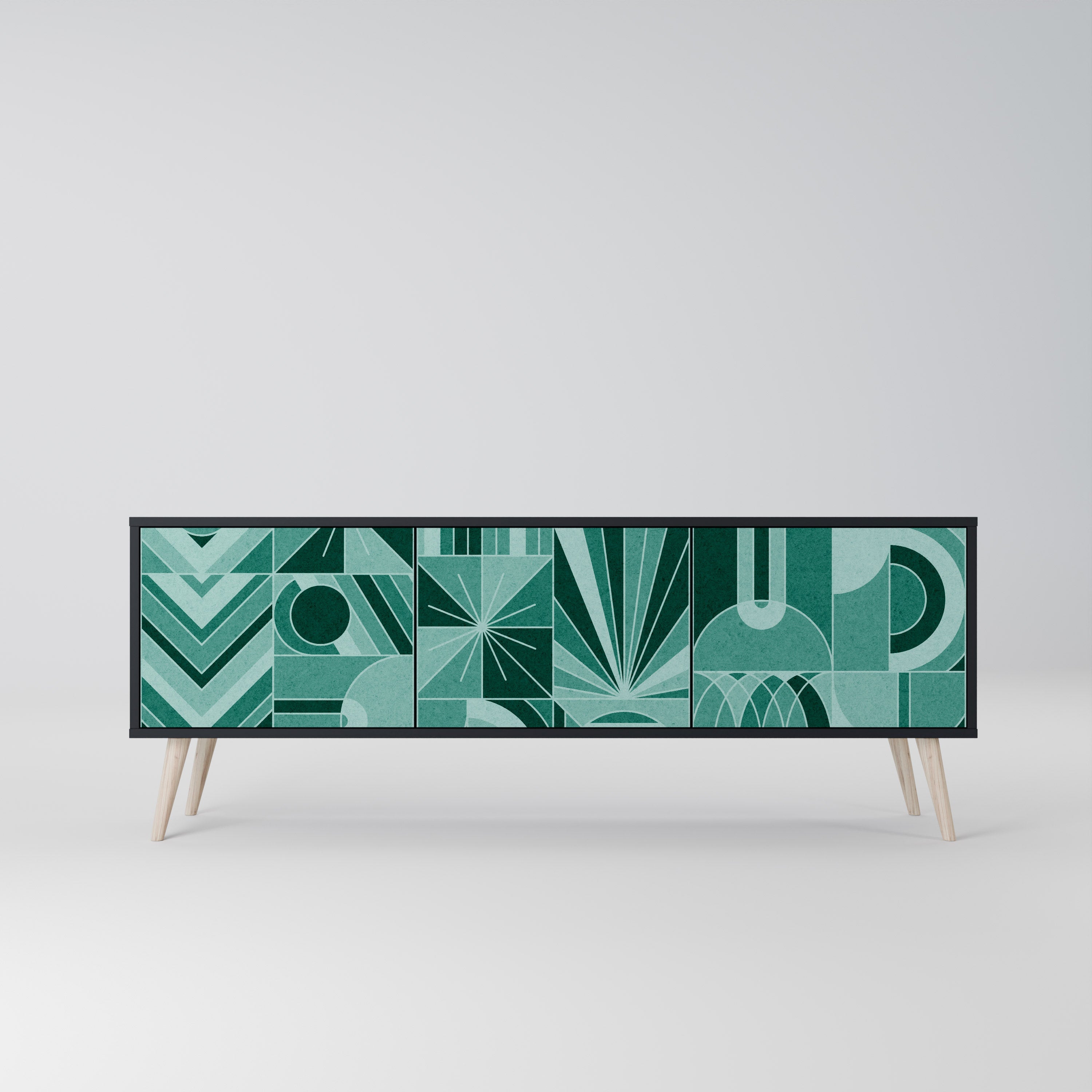 HARMONIC GRID Móvel de TV com 3 Portas em Acabamento Preto