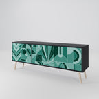 HARMONIC GRID Móvel de TV com 3 Portas em Acabamento Preto