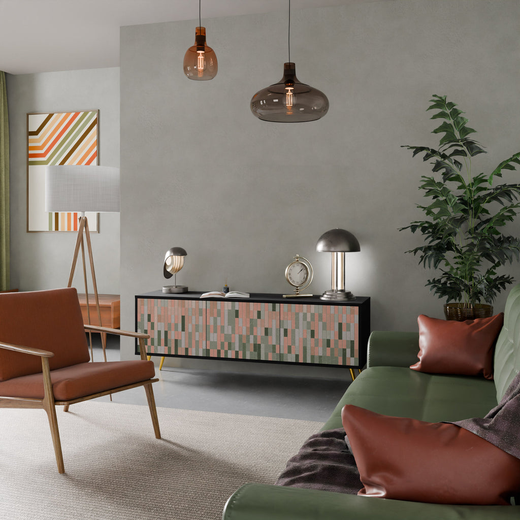 BUILDING THE FUTURE Móvel de TV com 3 Portas em Acabamento Preto