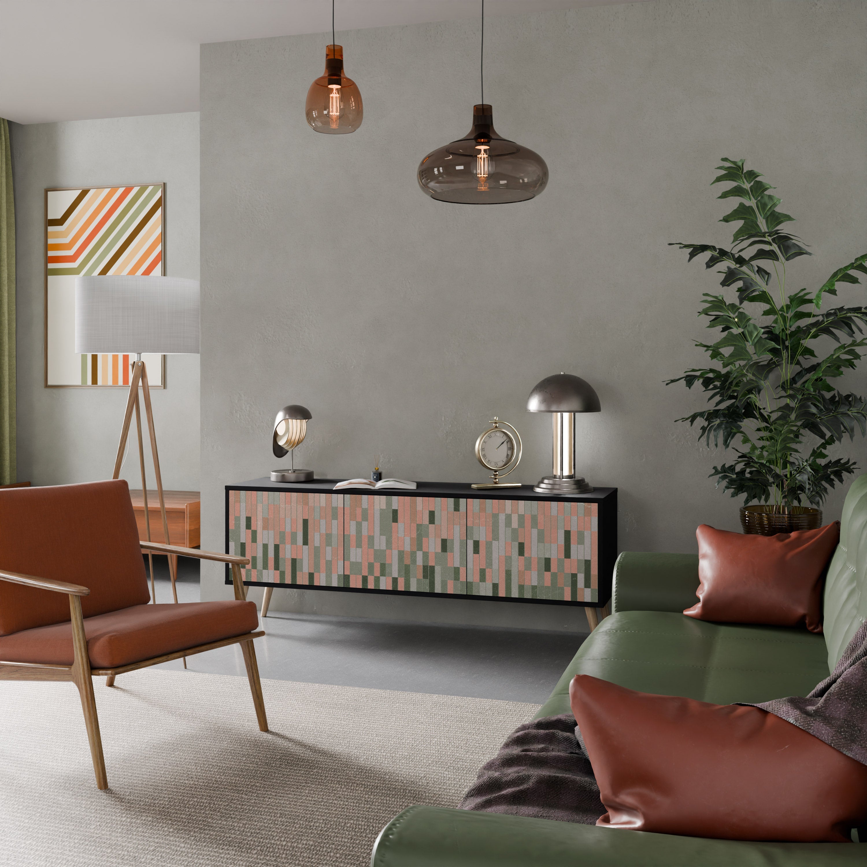 BUILDING THE FUTURE Móvel de TV com 3 Portas em Acabamento Preto