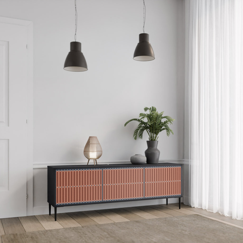 HYPNOTIC GATE Móvel de TV com 3 Portas em Acabamento Preto