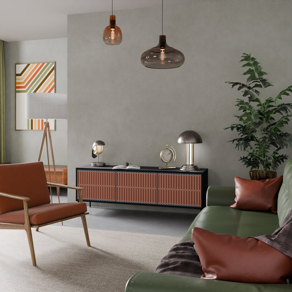 HYPNOTIC GATE Móvel de TV com 3 Portas em Acabamento Preto