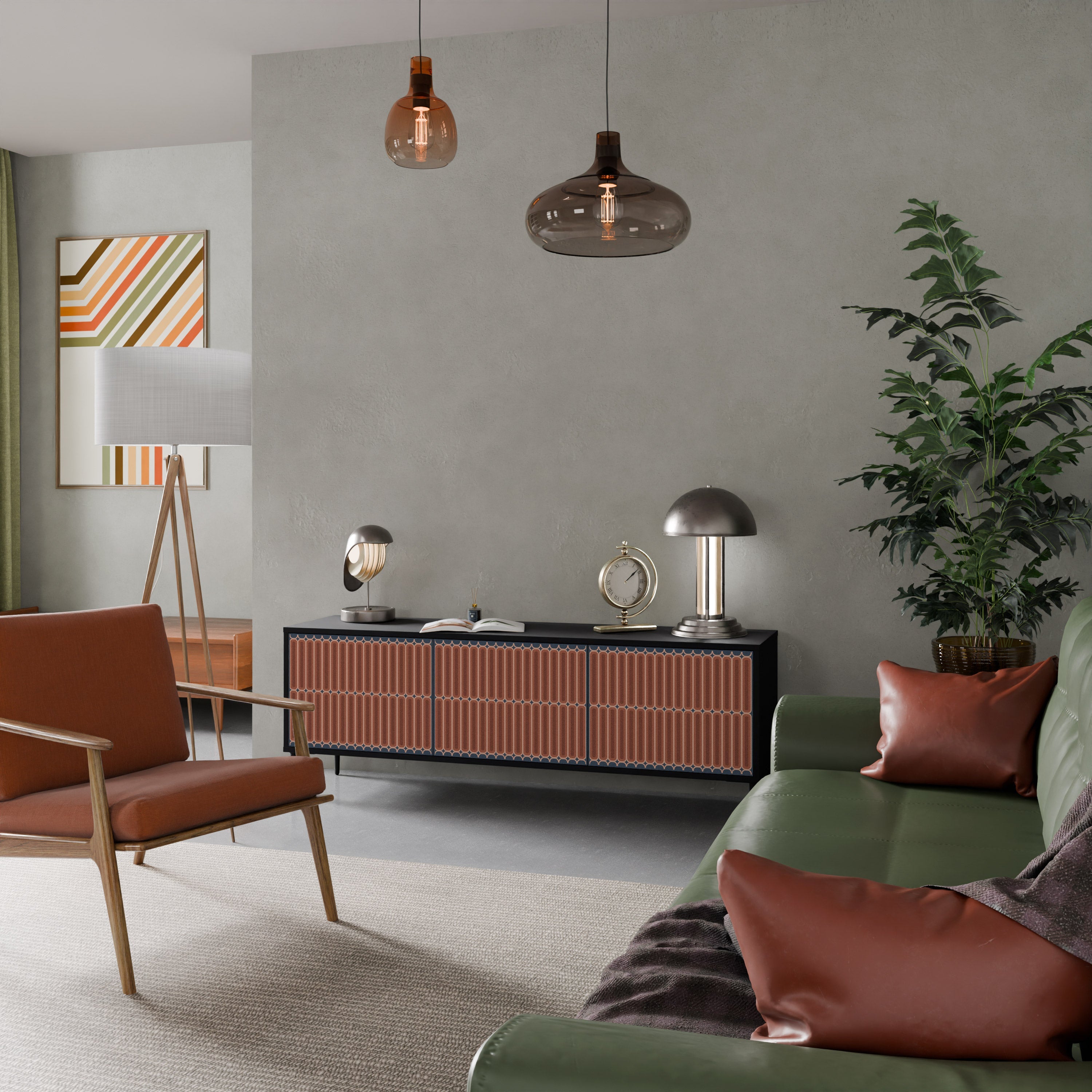 HYPNOTIC GATE Móvel de TV com 3 Portas em Acabamento Preto