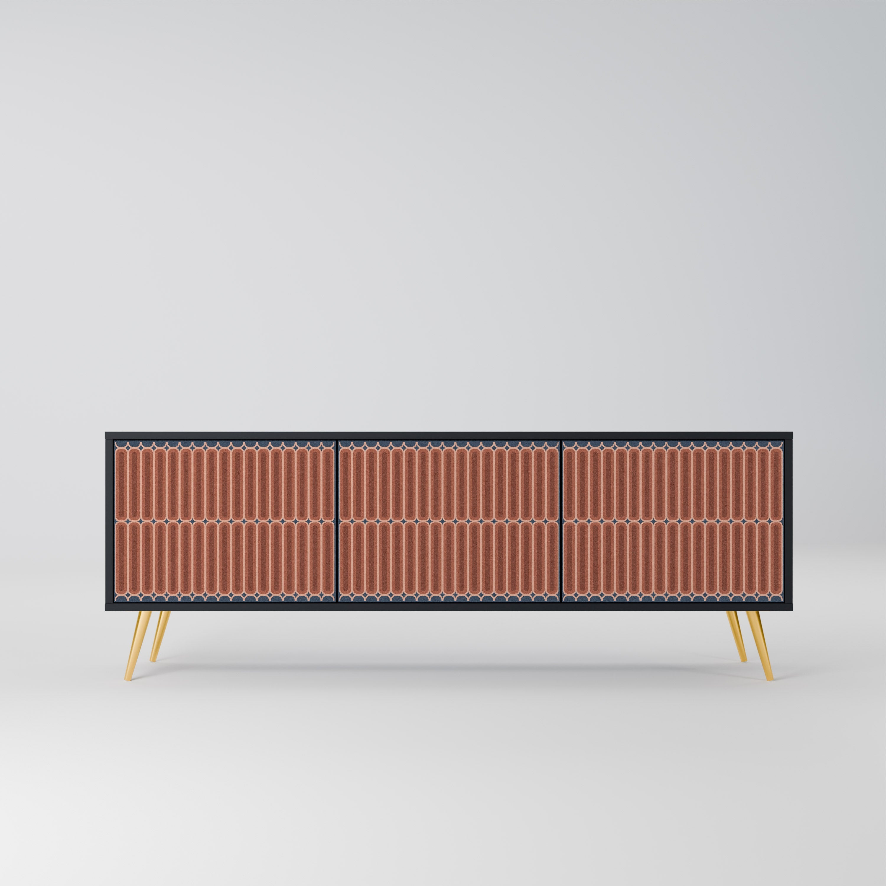 HYPNOTIC GATE Móvel de TV com 3 Portas em Acabamento Preto