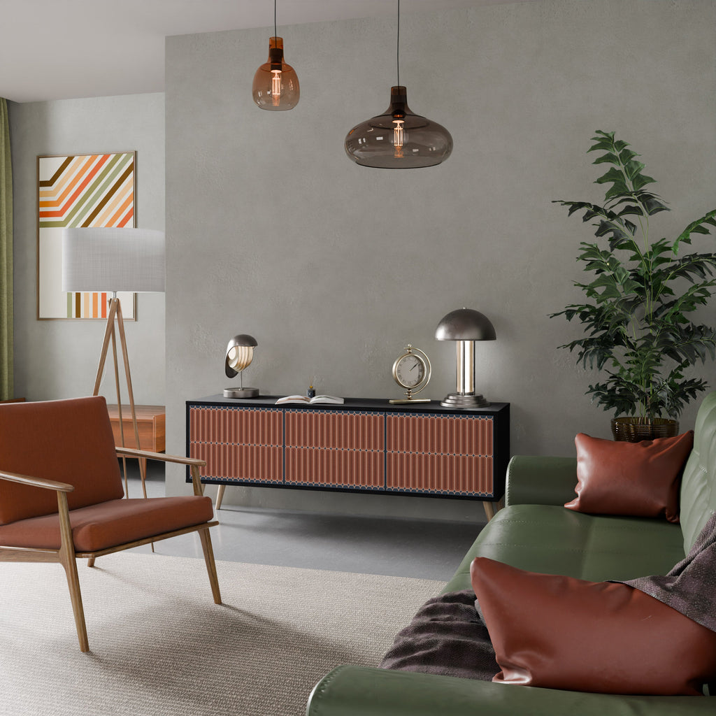 HYPNOTIC GATE Móvel de TV com 3 Portas em Acabamento Preto