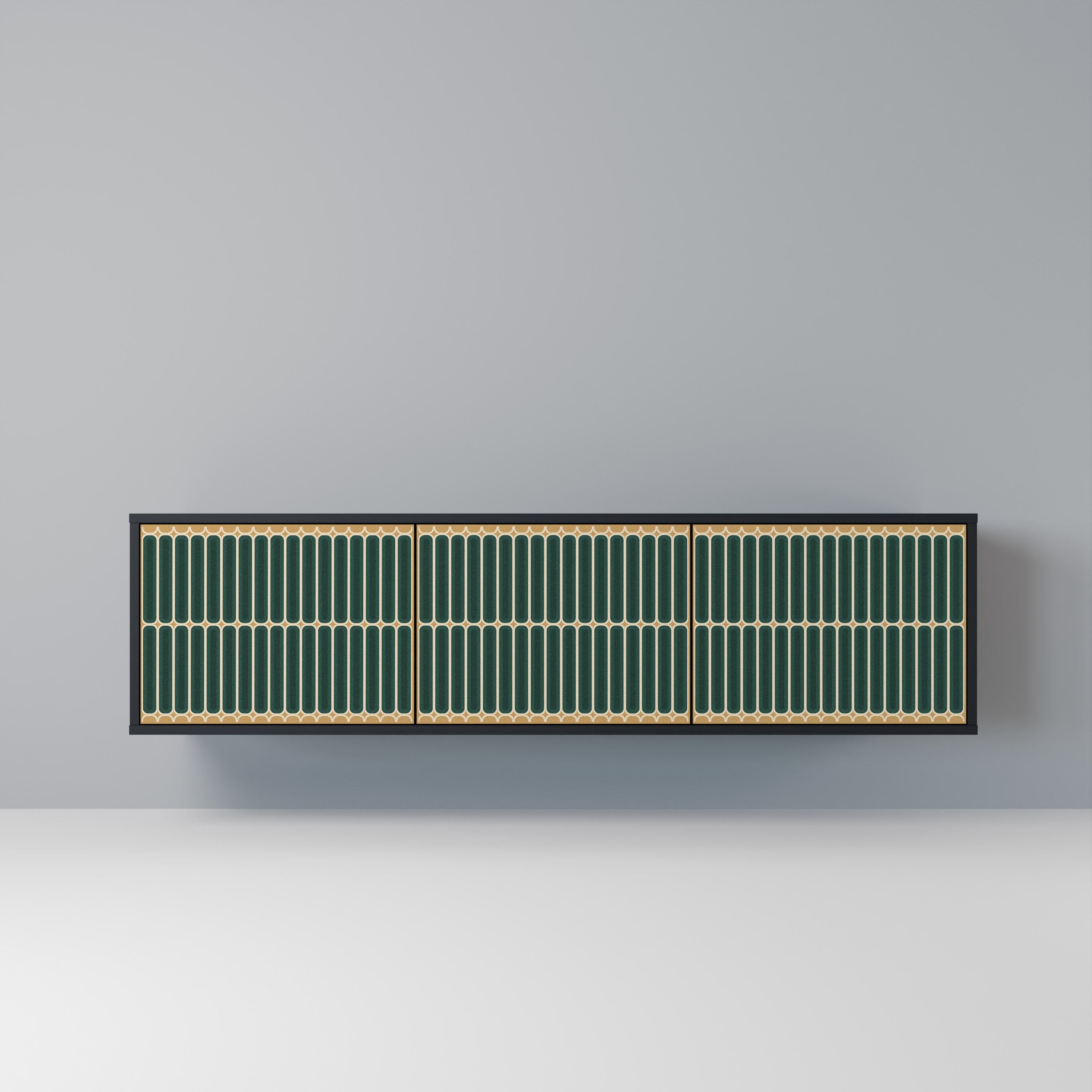 ILUSION GATE Móvel de TV com 3 Portas em Acabamento Preto