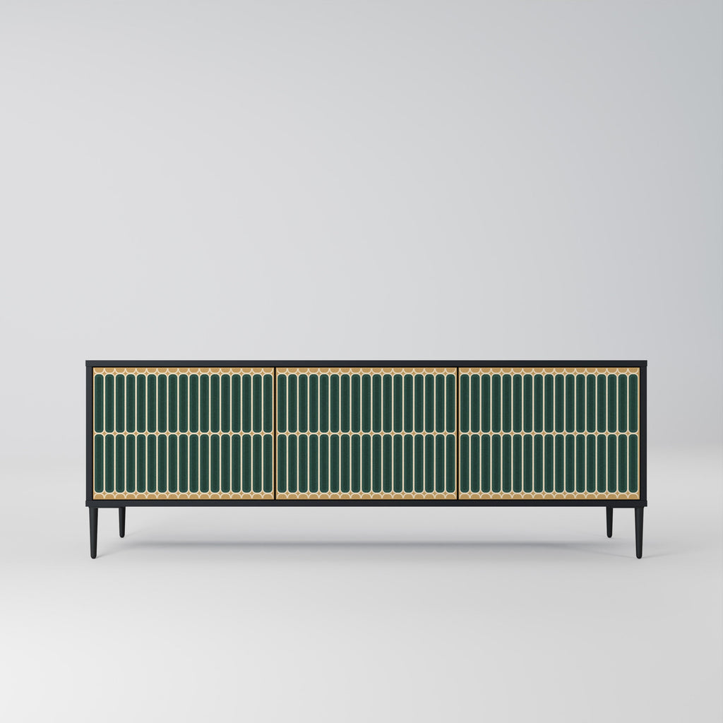 ILUSION GATE Móvel de TV com 3 Portas em Acabamento Preto