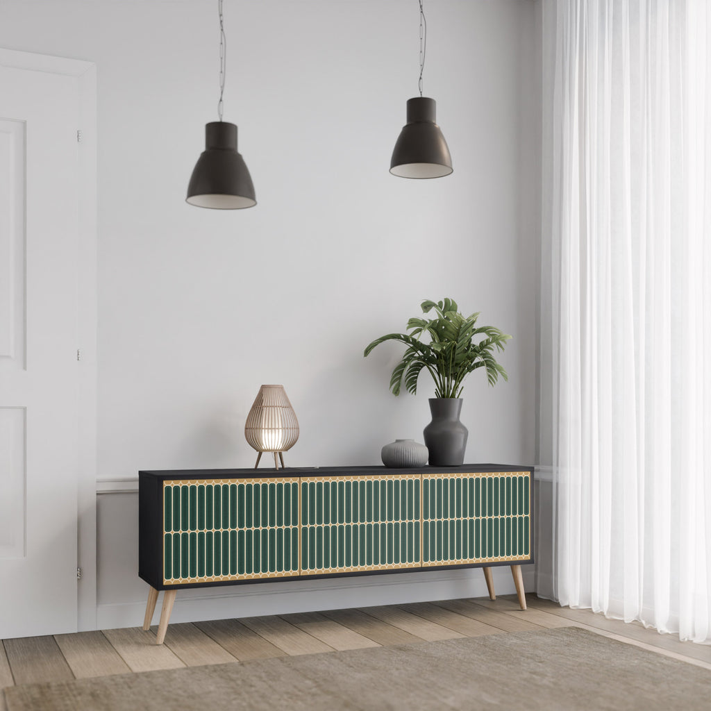 ILUSION GATE Móvel de TV com 3 Portas em Acabamento Preto