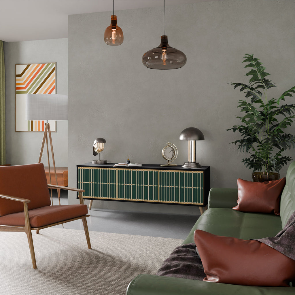 ILUSION GATE Móvel de TV com 3 Portas em Acabamento Preto