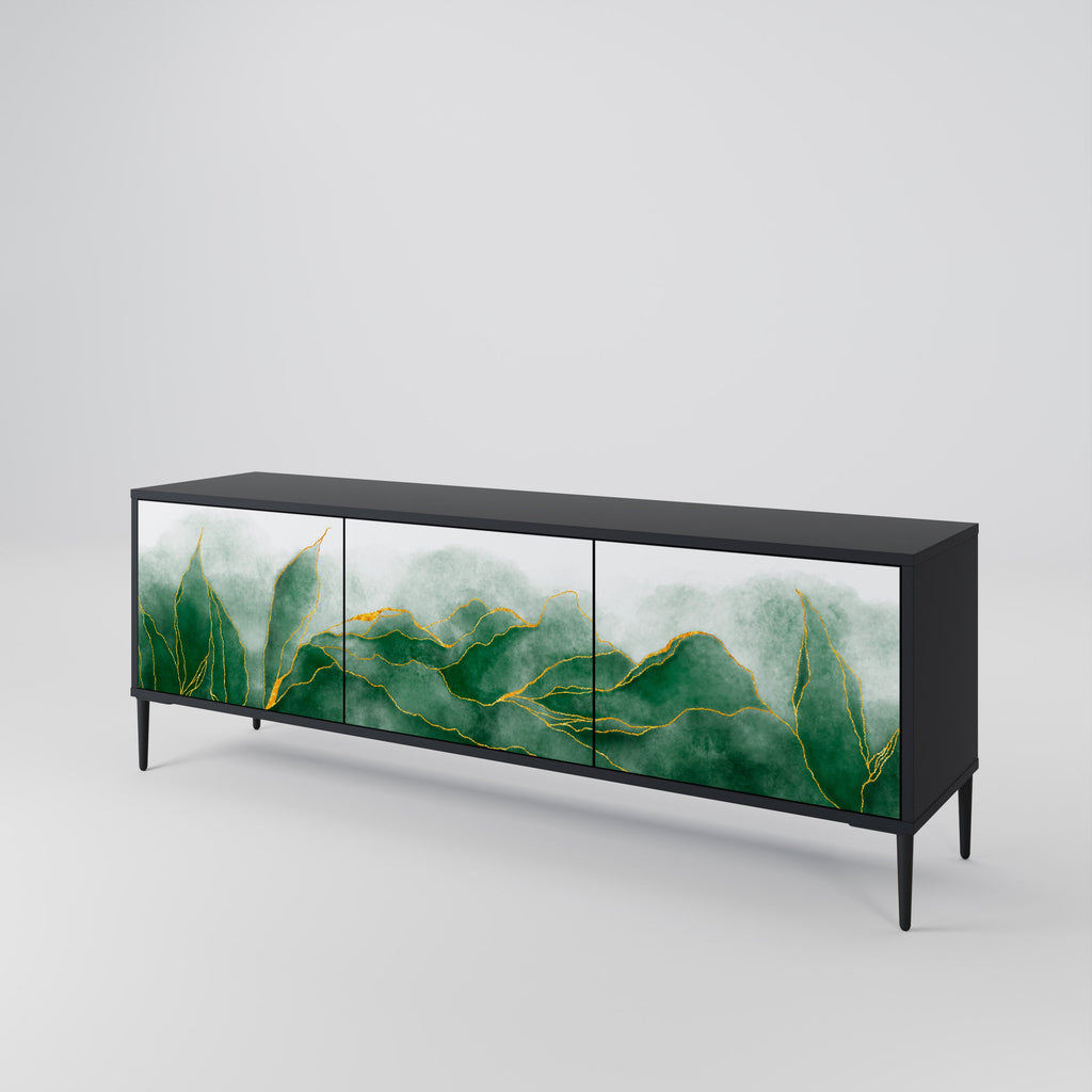 EXPENSIVE NATURE Móvel de TV com 3 Portas em Acabamento Preto