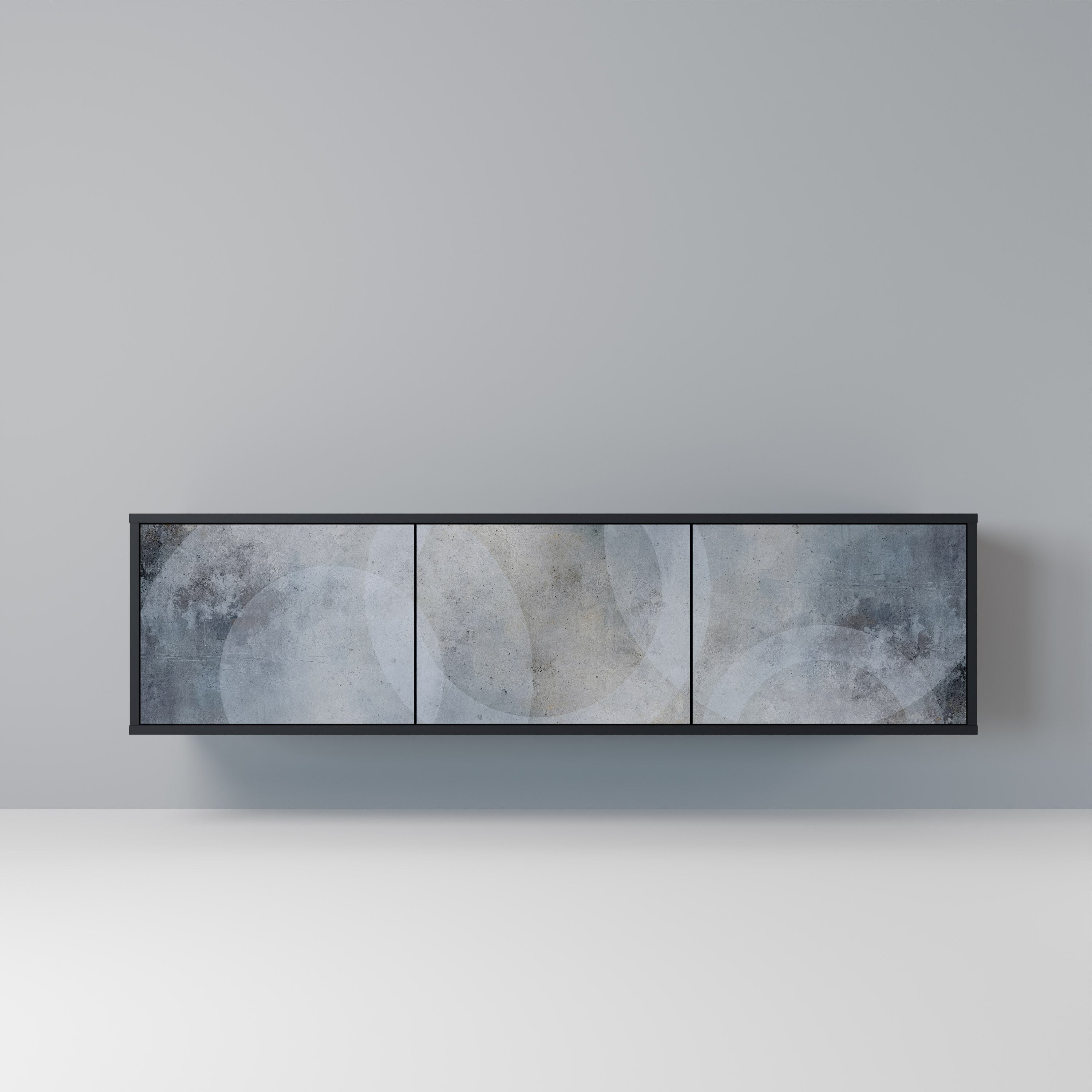 MUTED ARC Móvel de TV com 3 Portas em Acabamento Preto