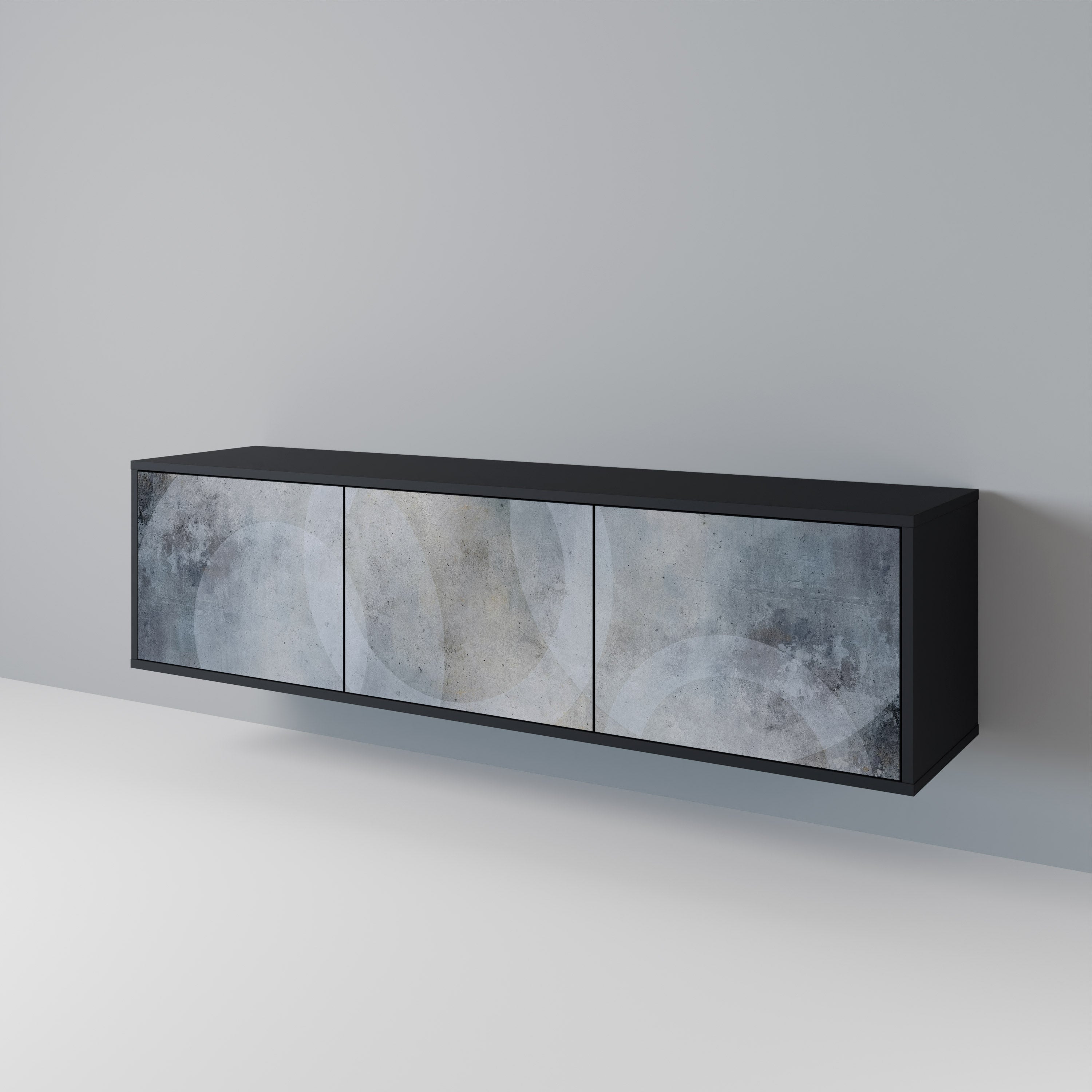 MUTED ARC Móvel de TV com 3 Portas em Acabamento Preto