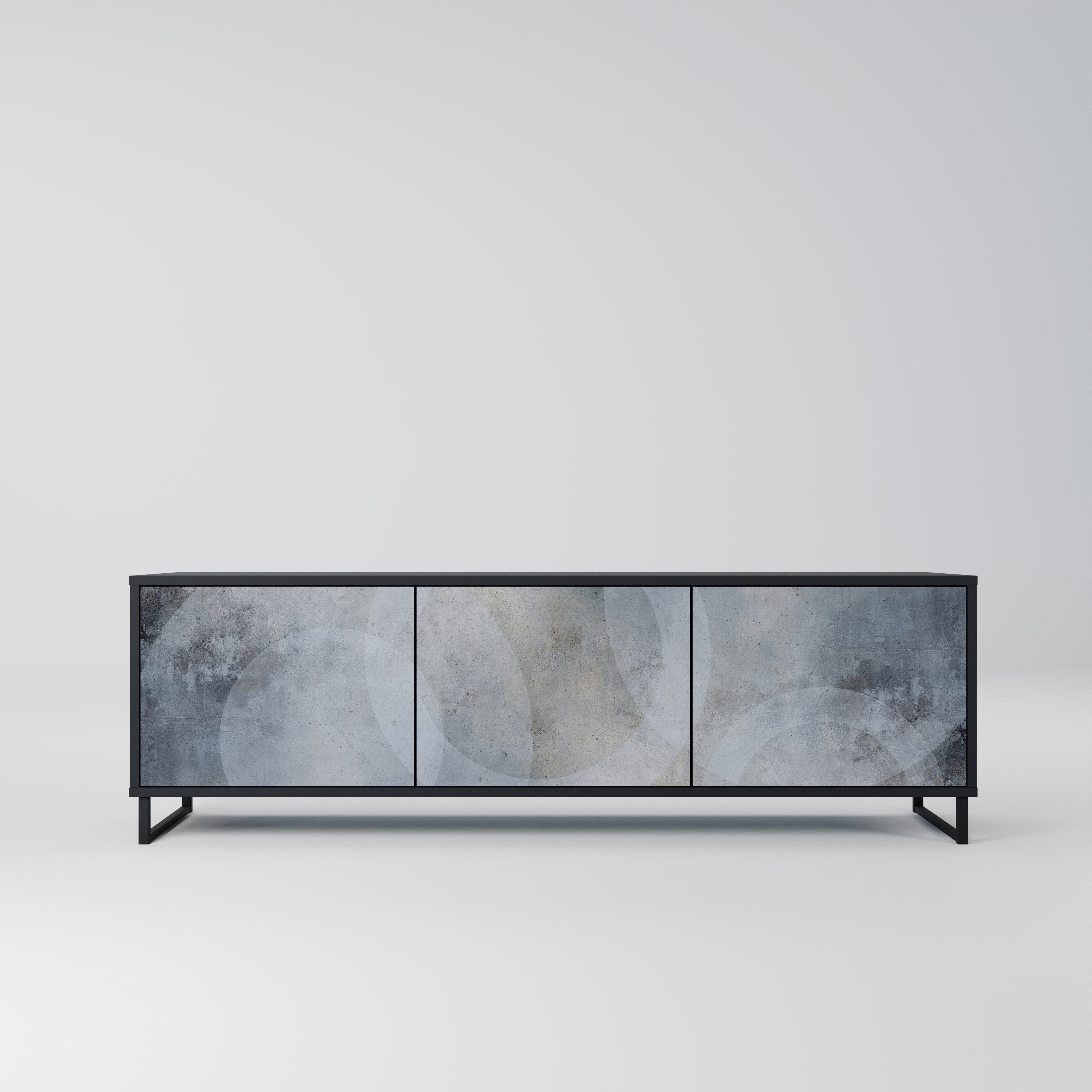 MUTED ARC Móvel de TV com 3 Portas em Acabamento Preto