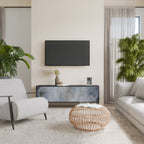 MUTED ARC Móvel de TV com 3 Portas em Acabamento Preto