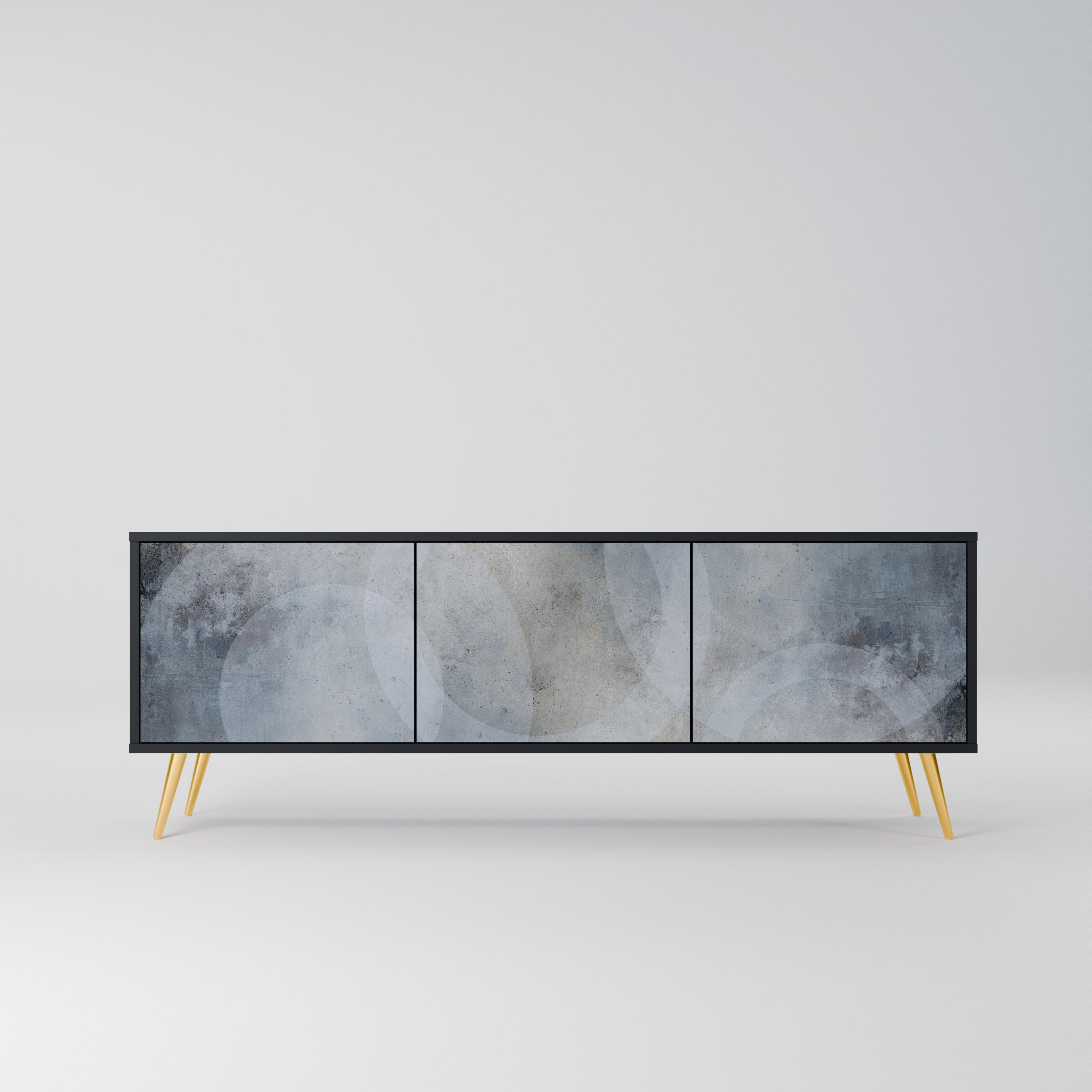 MUTED ARC Móvel de TV com 3 Portas em Acabamento Preto