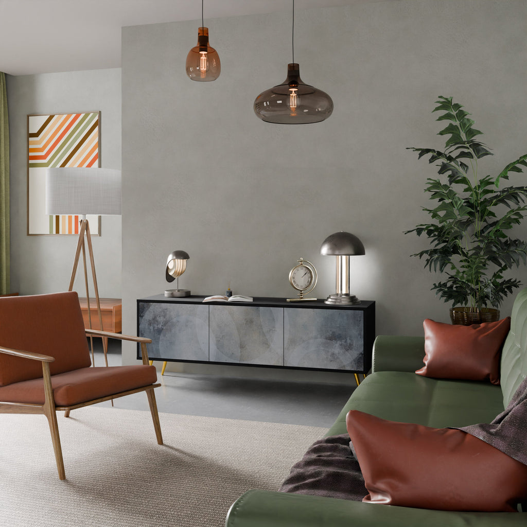 MUTED ARC Móvel de TV com 3 Portas em Acabamento Preto