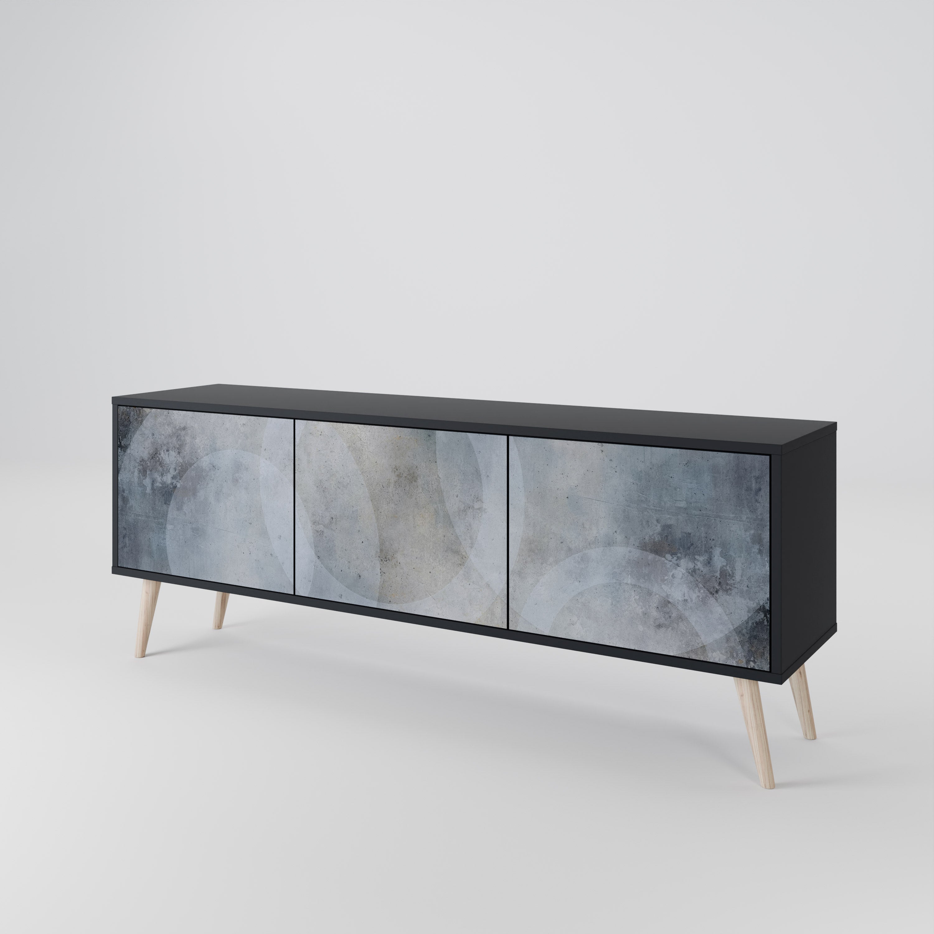 MUTED ARC Móvel de TV com 3 Portas em Acabamento Preto