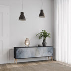 MUTED ARC Móvel de TV com 3 Portas em Acabamento Preto