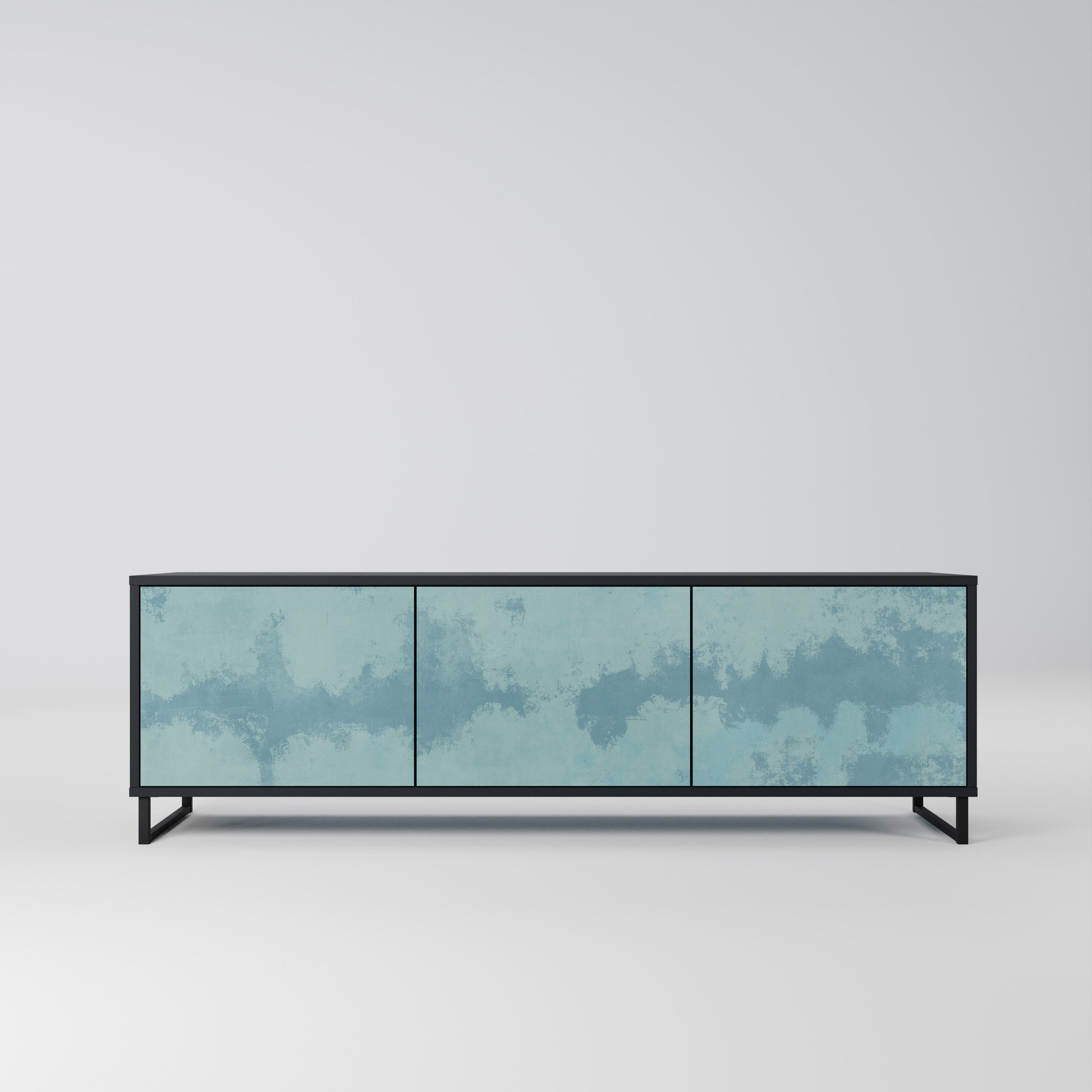 SKY WASH Móvel de TV com 3 Portas em Acabamento Preto