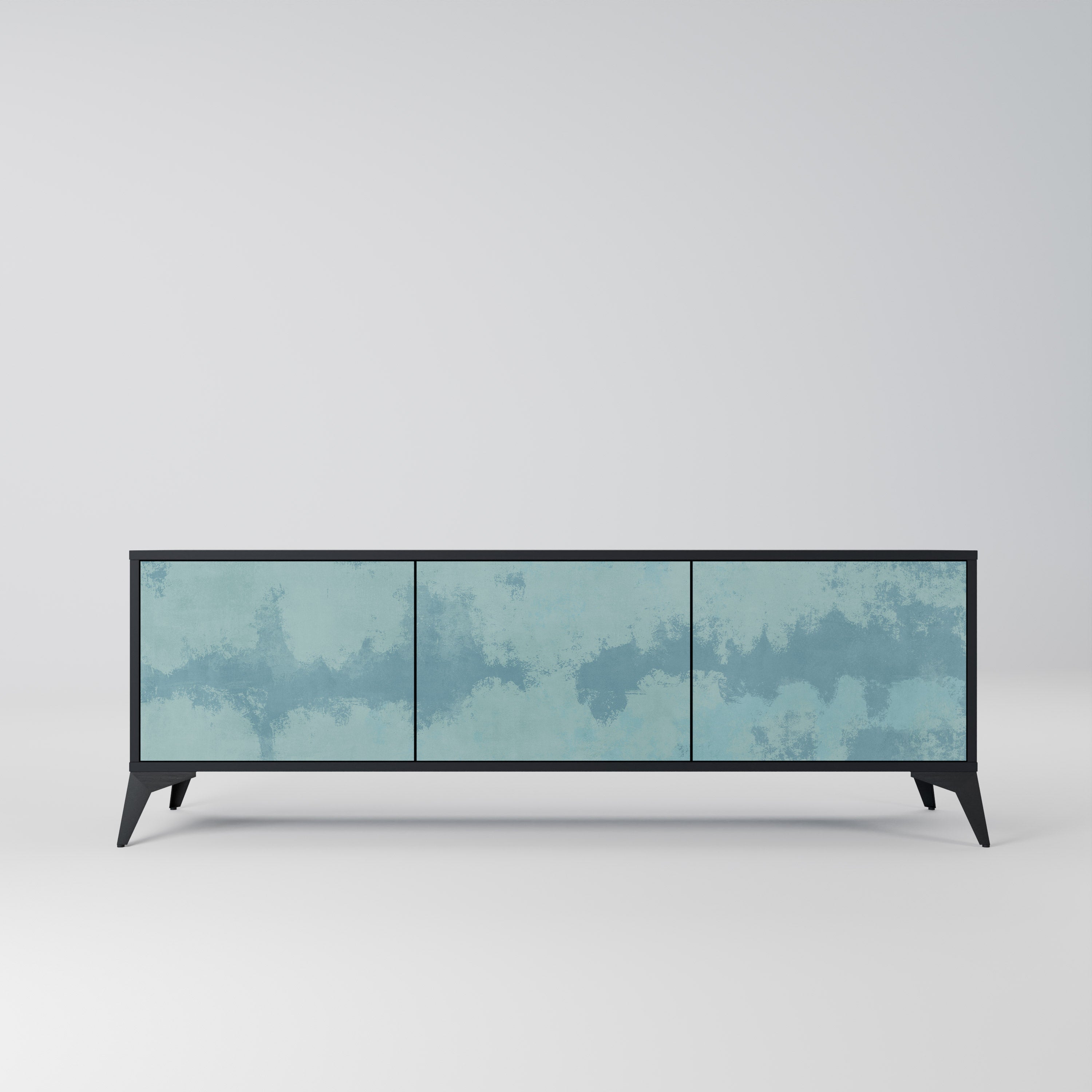 SKY WASH Móvel de TV com 3 Portas em Acabamento Preto