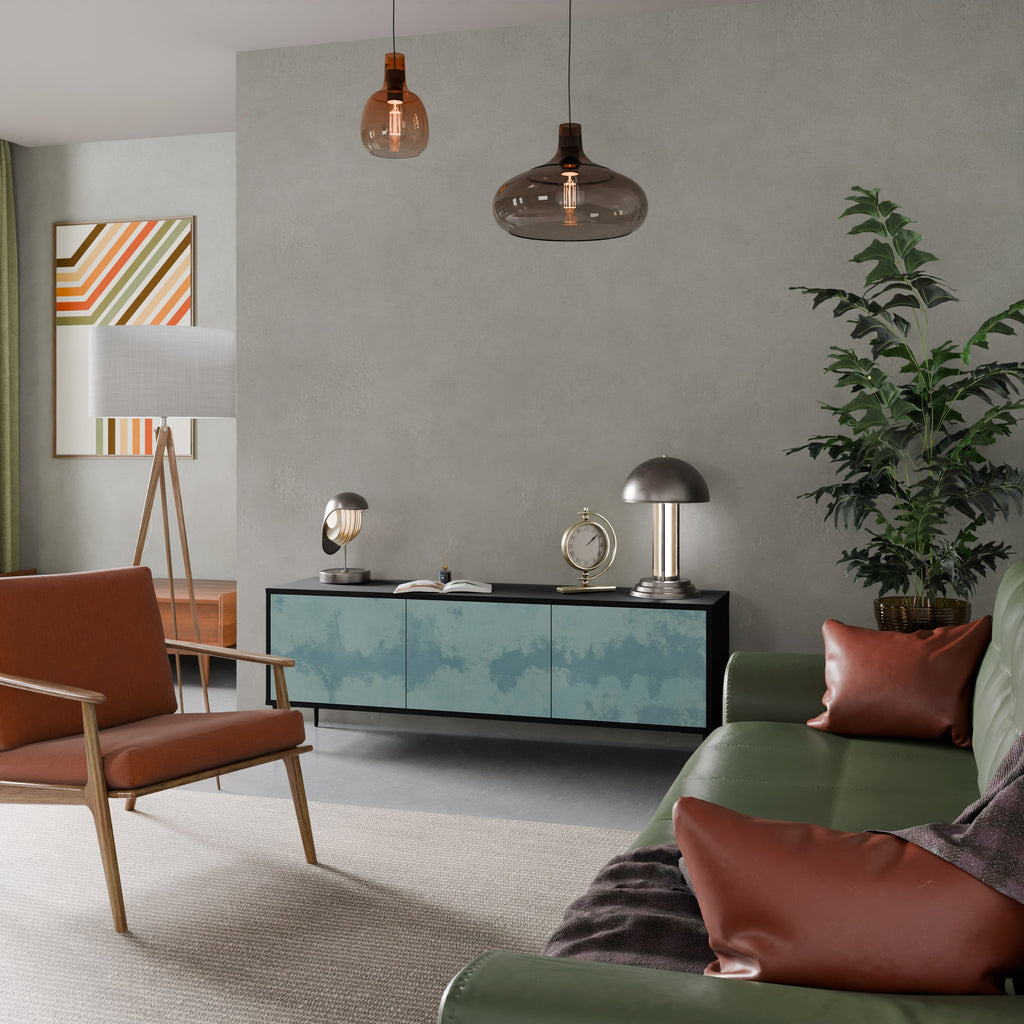 SKY WASH Móvel de TV com 3 Portas em Acabamento Preto