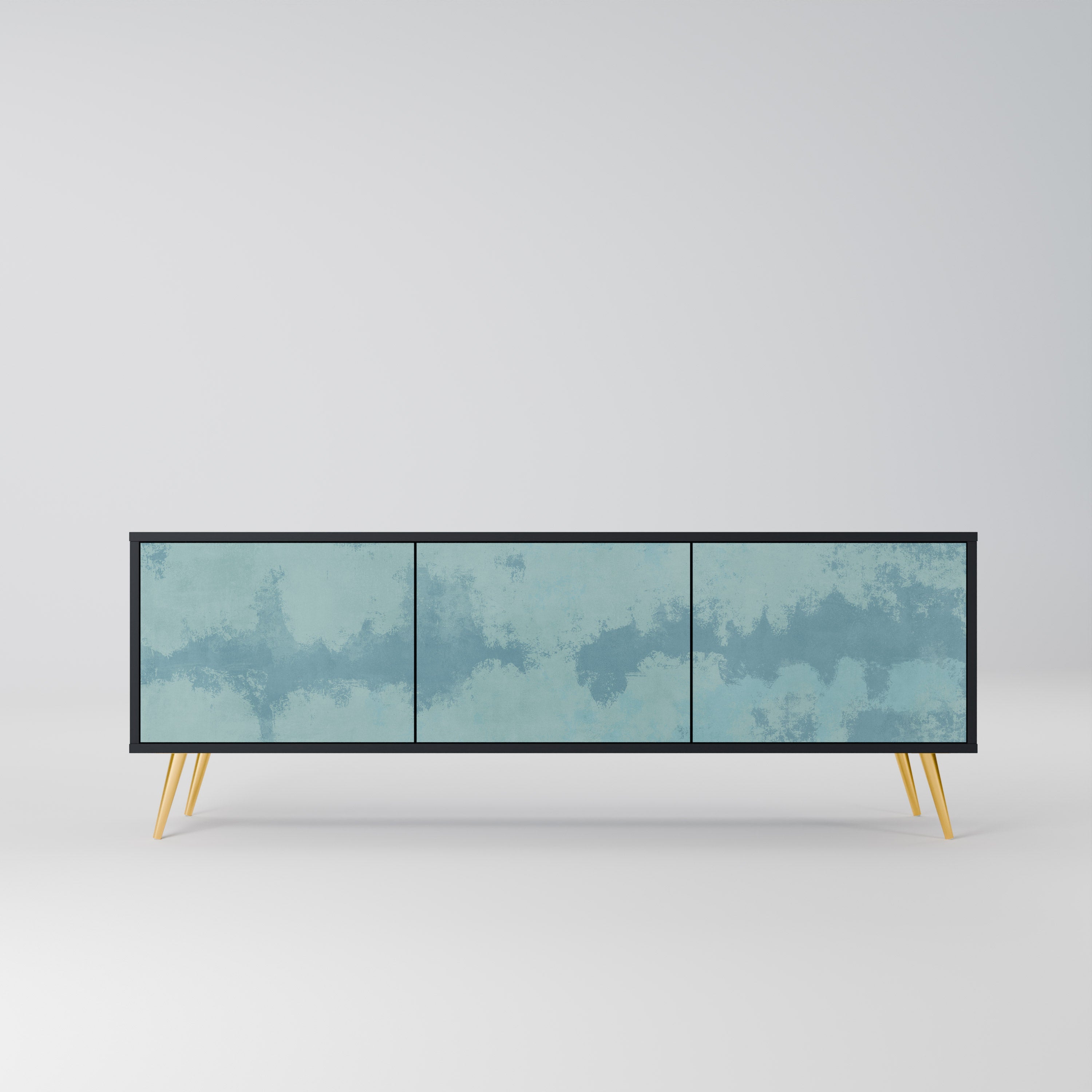 SKY WASH Móvel de TV com 3 Portas em Acabamento Preto