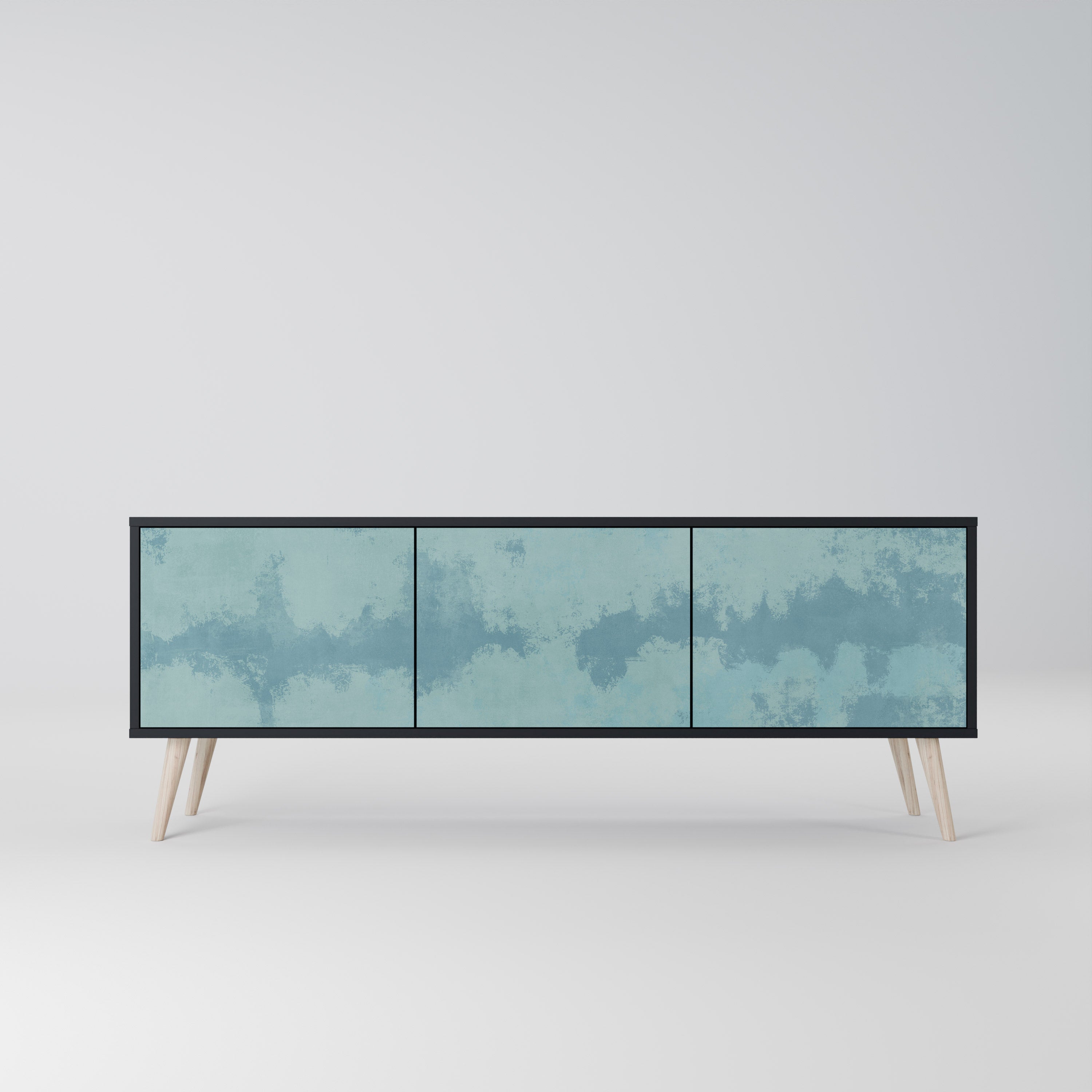 SKY WASH Móvel de TV com 3 Portas em Acabamento Preto